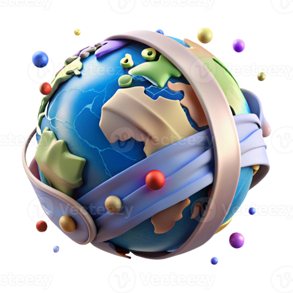 dramatic contemporary Planet Earth with Bandage Cutout with Soft Lighting premium png