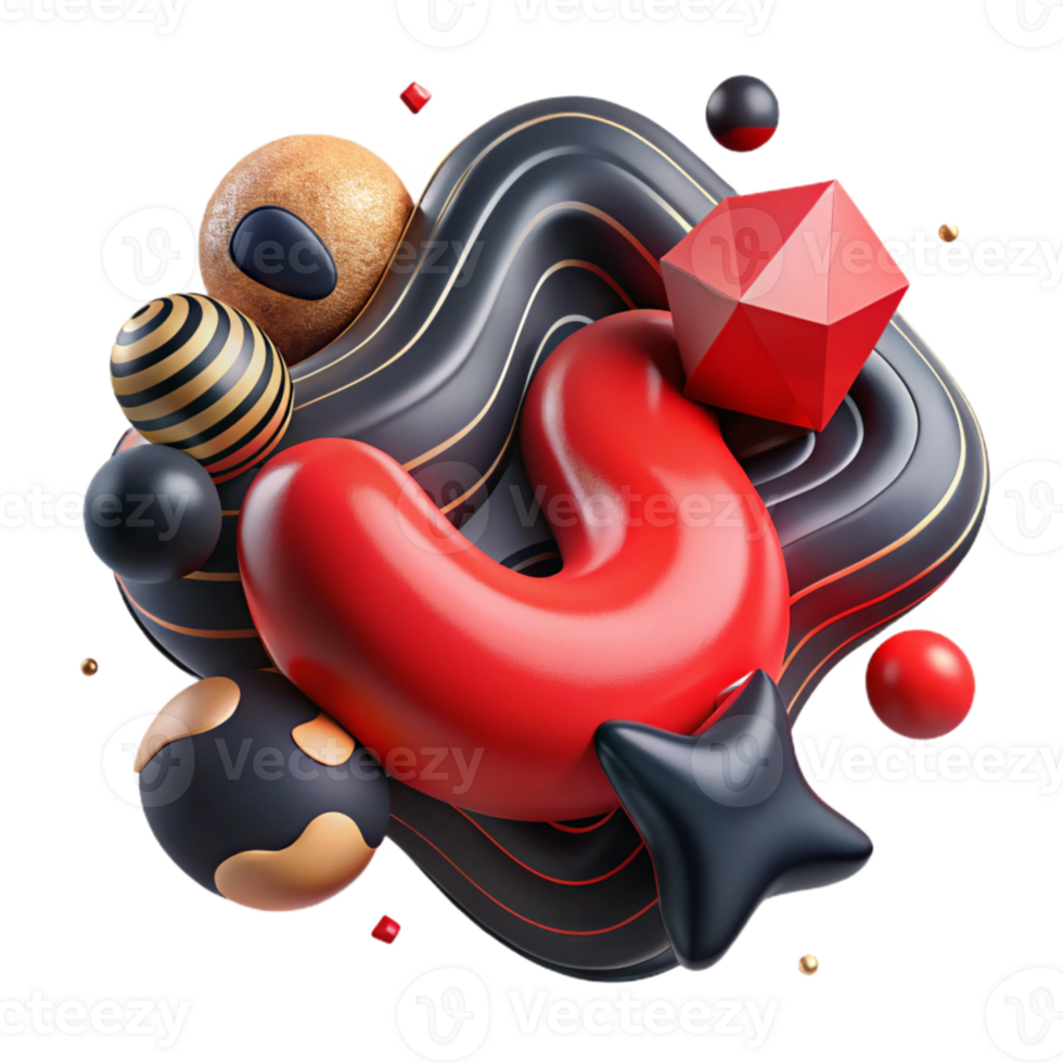 magnificent traditional Abstract Shape Representing Strength Red and Black Cutout genuine png