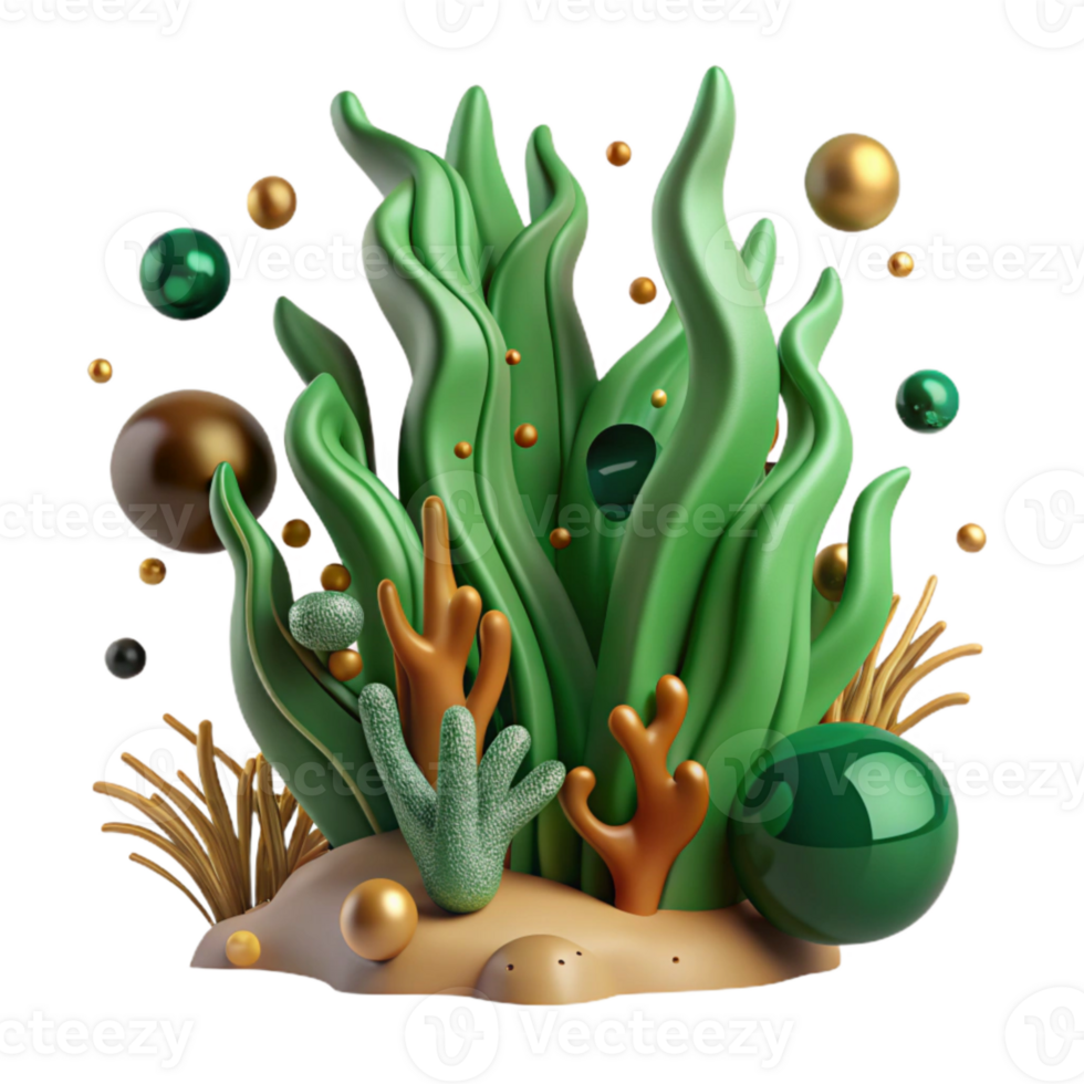 extraordinary modern Seaweed Green and Brown Cutout on White Background authentic png