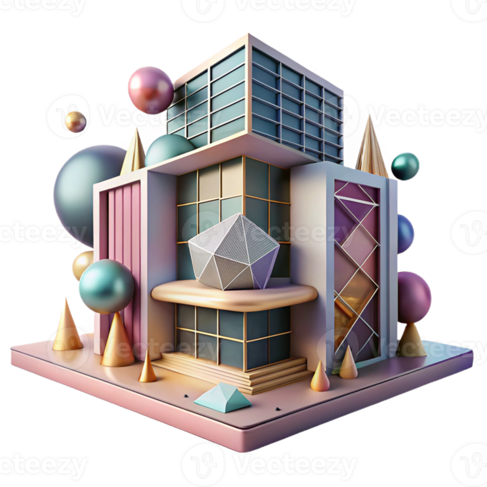 extraordinary rustic Geometric Building Design Transparent Background detailed png