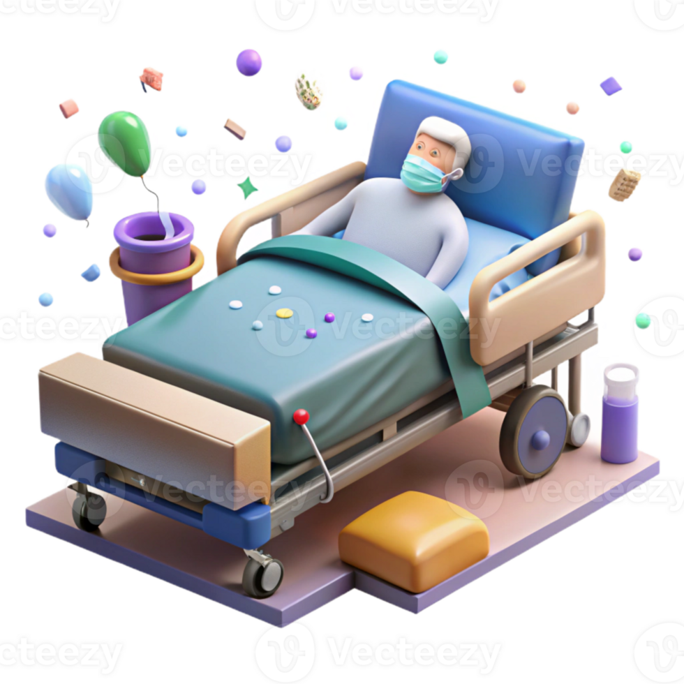serene contemporary Hospital Bed with Patient Transparent Background original png