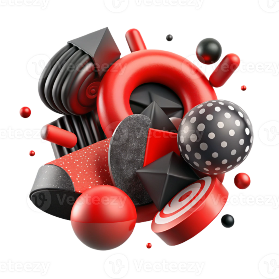 beautiful classic Abstract Representation of Overcoming Obstacles Red and Black Transparent Background premium png