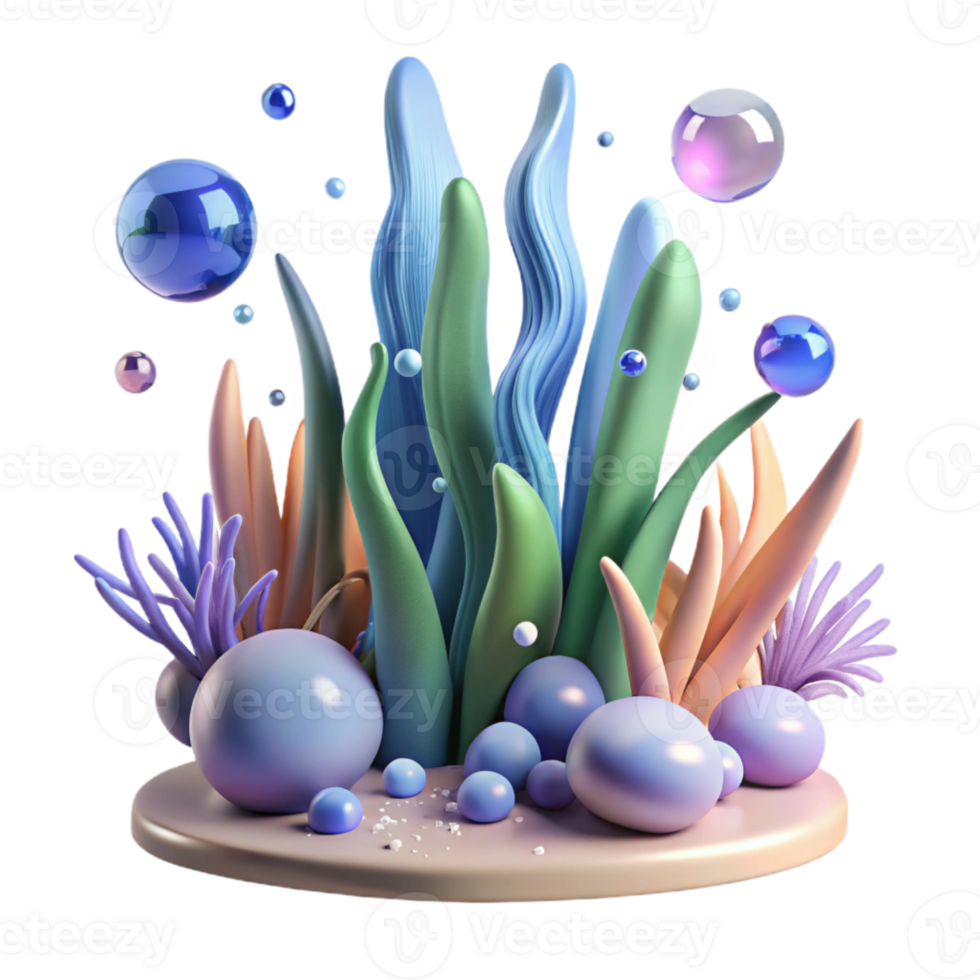 vibrant rustic Underwater Plants Swaying Isolated on Transparent Background original png