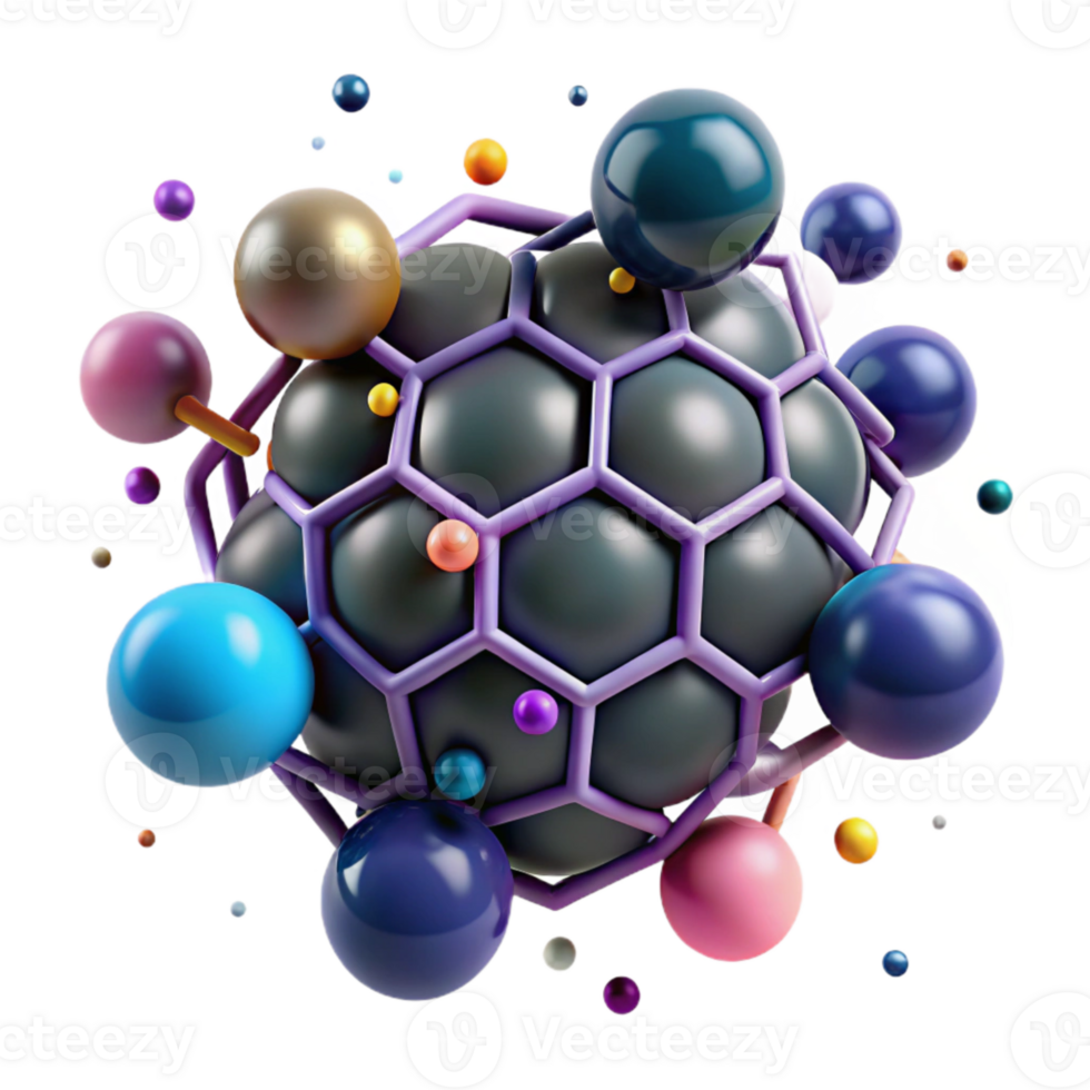 extraordinary creative Fullerene Molecule C60 Isometric View Cutout exclusive png