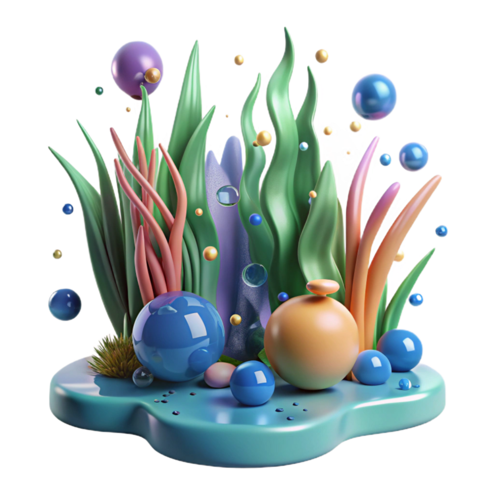 wonderful contemporary Underwater Plants Swaying Isolated on Transparent Background original png