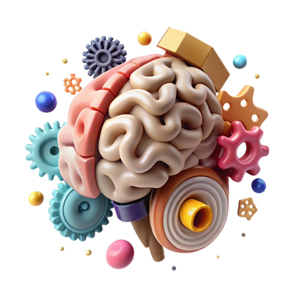 wonderful rustic Brain with Gears Illustration Transparent original png