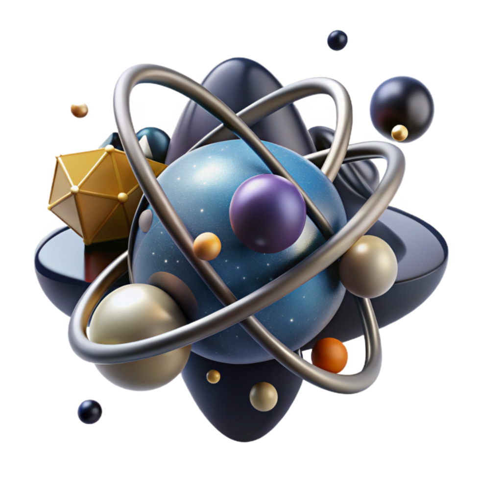 vibrant modern Atom Nucleus and Electron Cloud Transparent Element authentic png