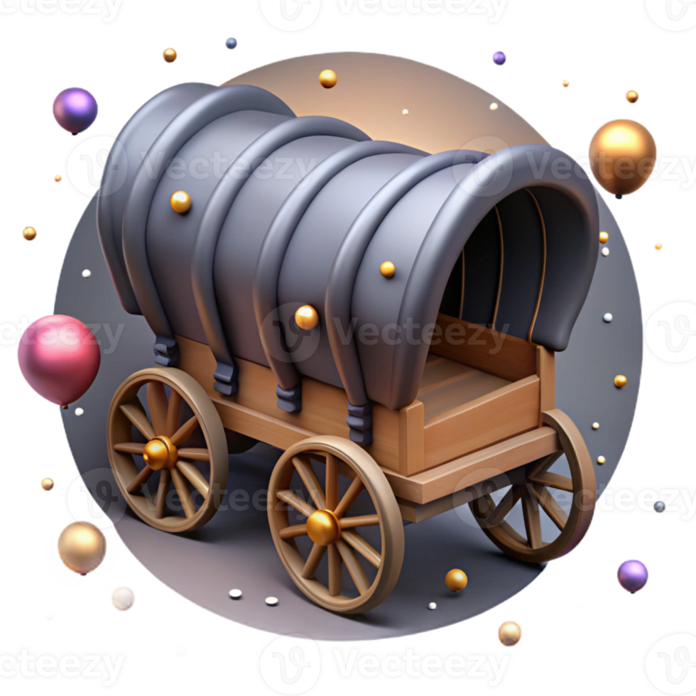 elegant creative Covered Wagon Silhouette Isolated Element detailed png