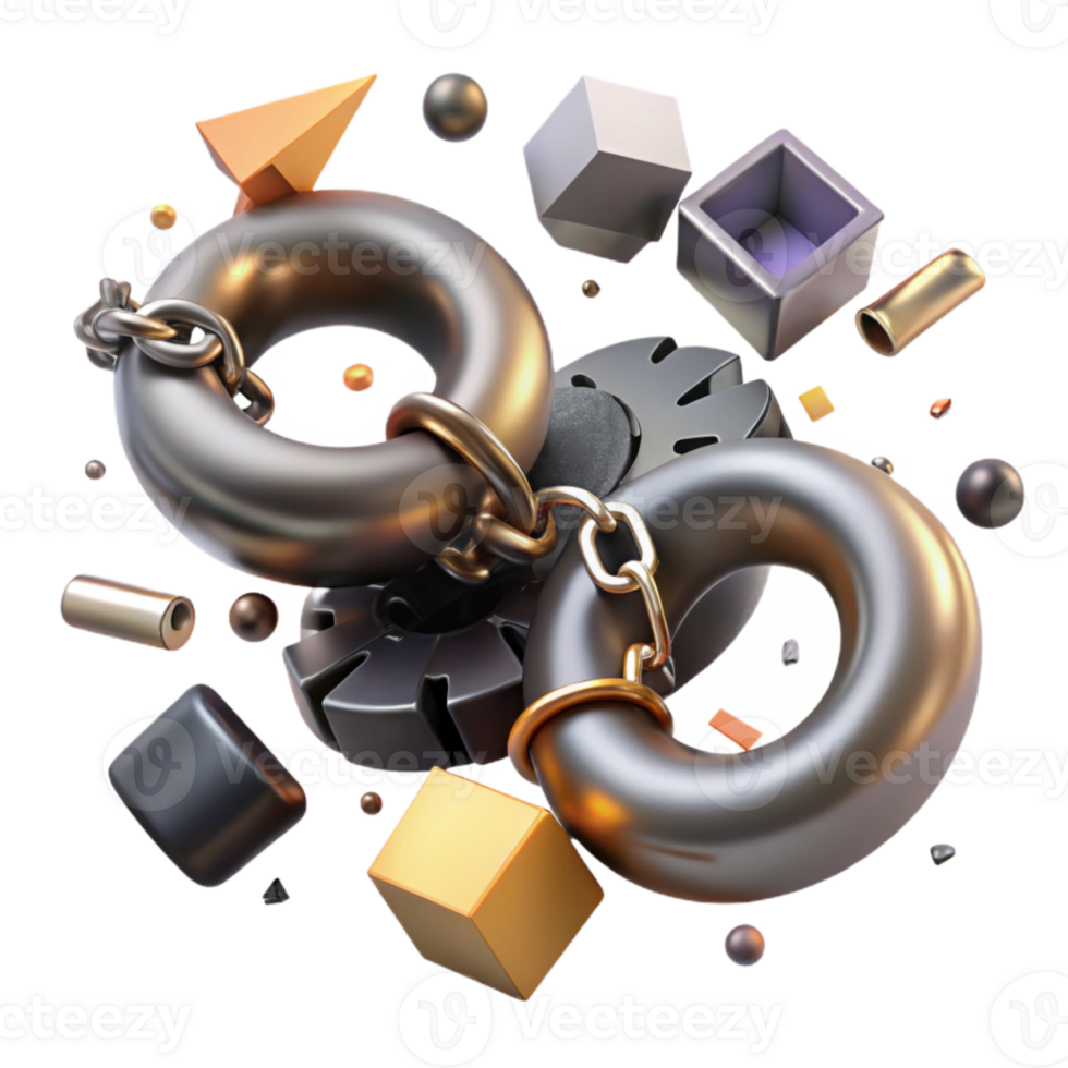wonderful creative Broken Shackles Cutout with Realistic Metal Texture authentic png