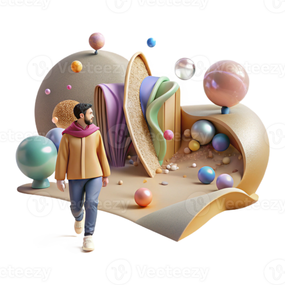 vibrant artistic Person Walking Through Desert Side View Transparent Background original png