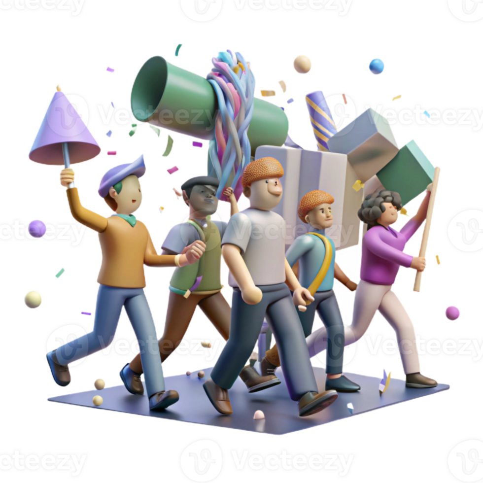 beautiful modern Group of People Marching Forward Isolated Cutout detailed png