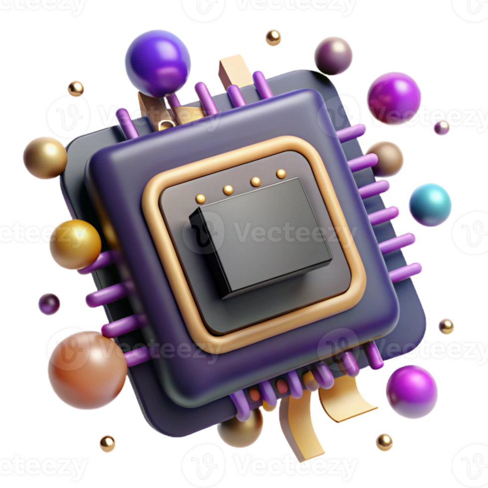 serene classic Quantum Computer Processor Chip Isolated Element authentic png