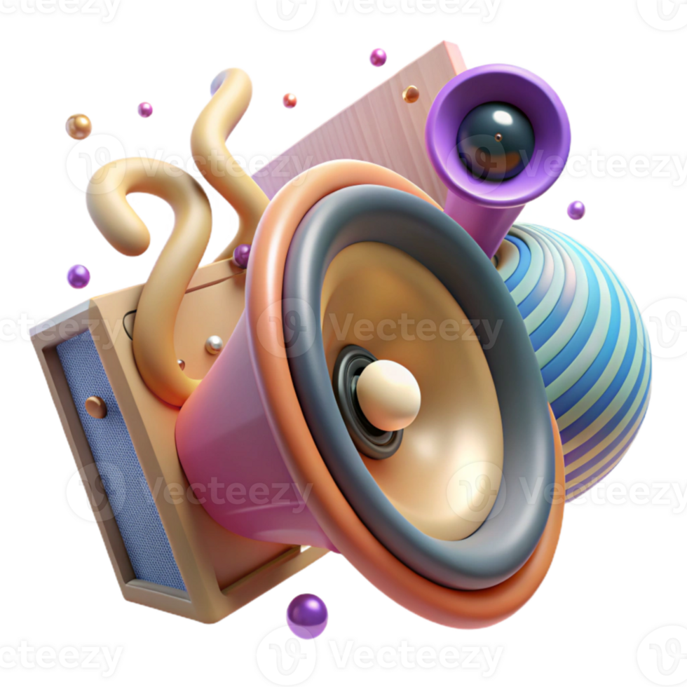 beautiful modern Speaker with Sound Waves Dynamic Angle Transparent Background professional png