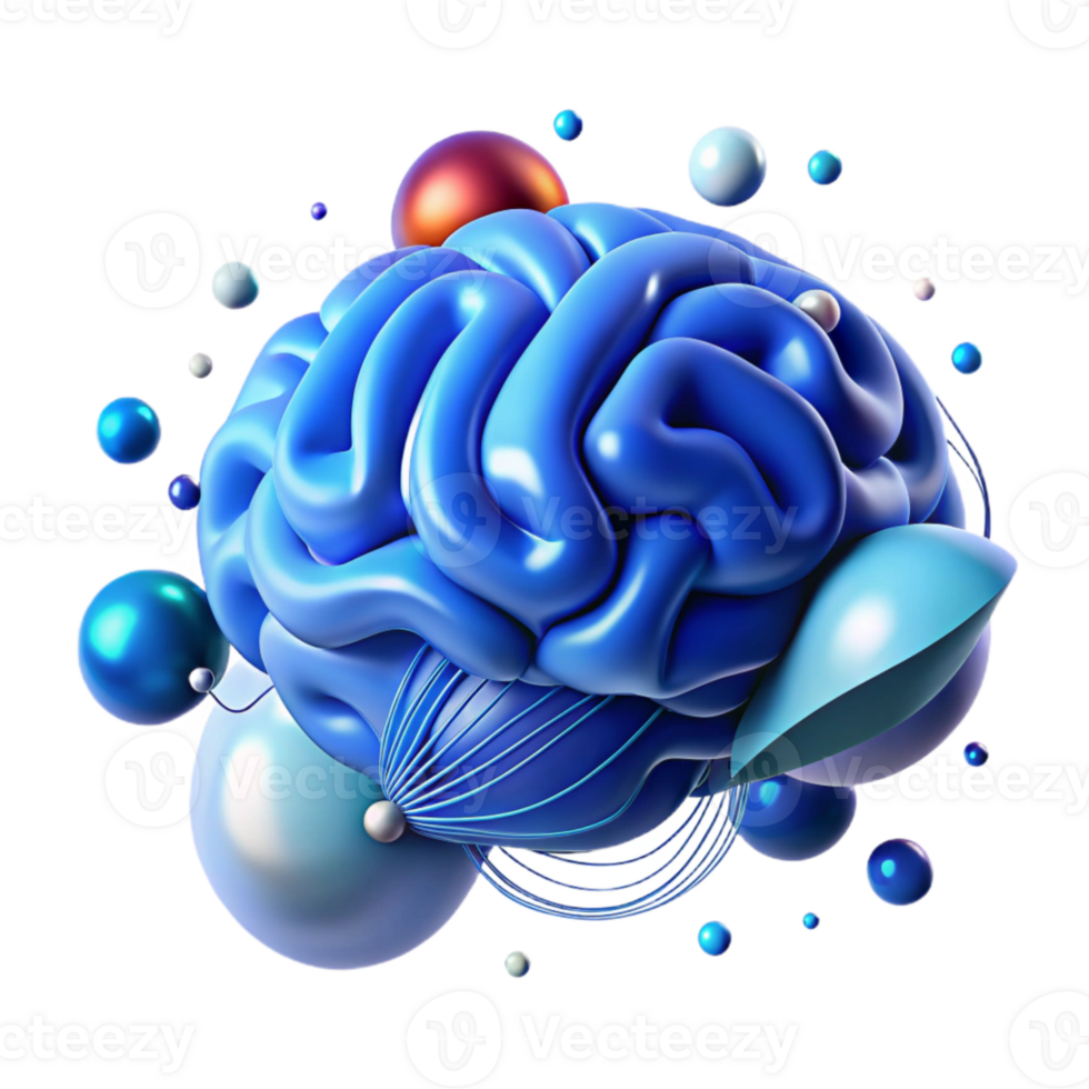 magnificent vintage Abstract Brain Network Blue Hue Transparent exclusive png