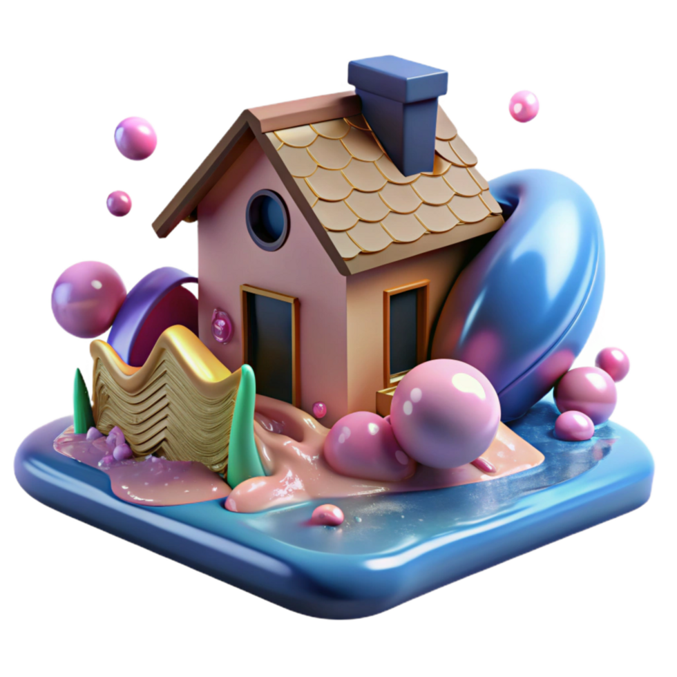 elegant vintage Floodwaters Submerged House Isolated premium png