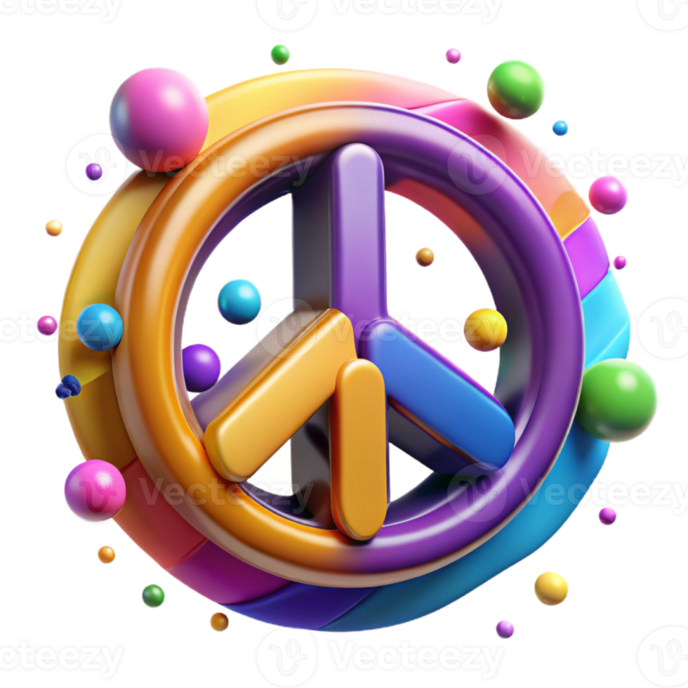 dramatic abstract Colorful Peace Sign Cutout with Gradient Effect high quality png