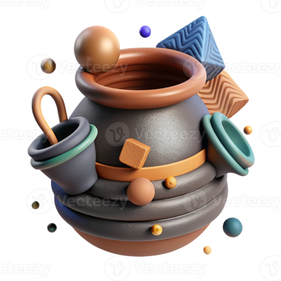 magnificent artistic Ancient Clay Pottery with Earthy Tones Isolated original png