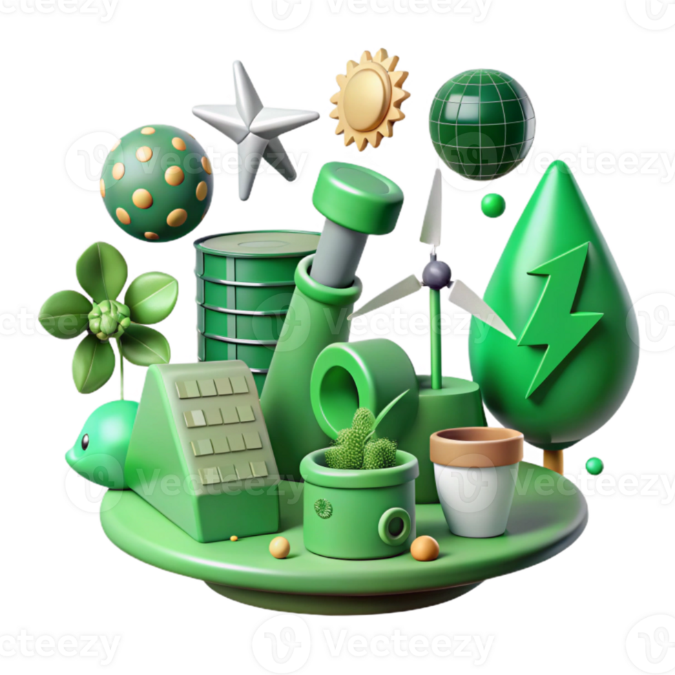 dramatic modern Green Energy Symbols Collection Isolated high resolution png