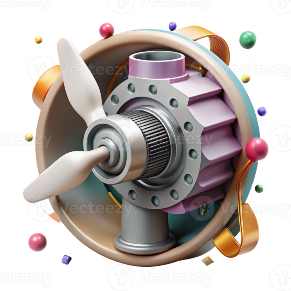 elegant vintage Wind Turbine Gearbox Cross Section Cutout Element authentic png