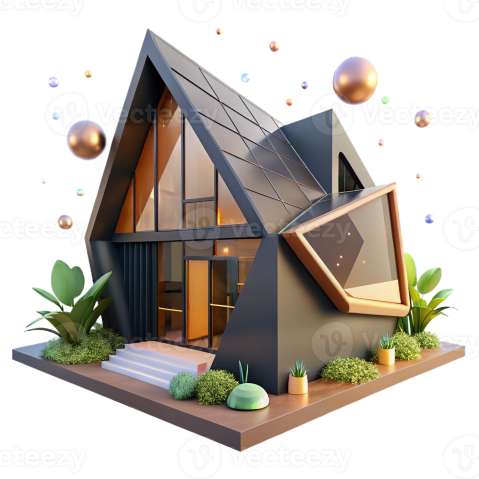 stunning contemporary Modern Eco House Exterior Angled View Transparent png