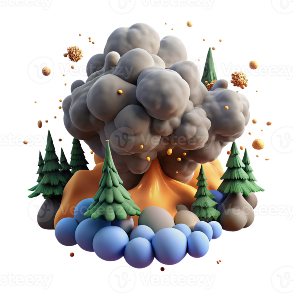 dramatic contemporary Forest Fire Smoke Plumes High Angle View Transparent Background high quality png
