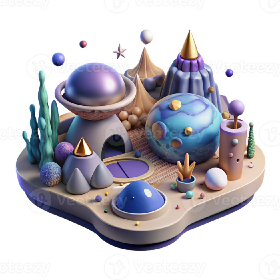 magnificent contemporary Microscopic World Fantasy Landscape Isolated high quality png