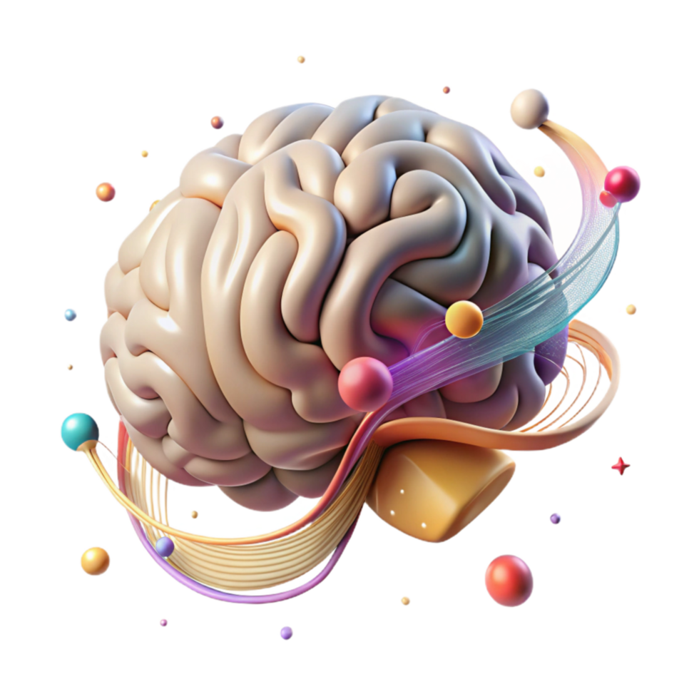 stunning vintage Digital Brain with Light Trails Cutout on Transparent Background high quality png