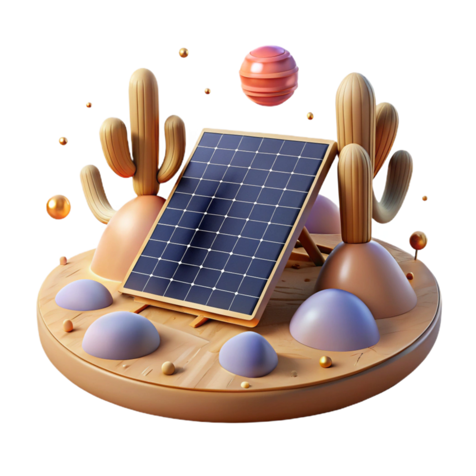 magnificent contemporary Solar Panel Array on Desert Landscape Isolated genuine png