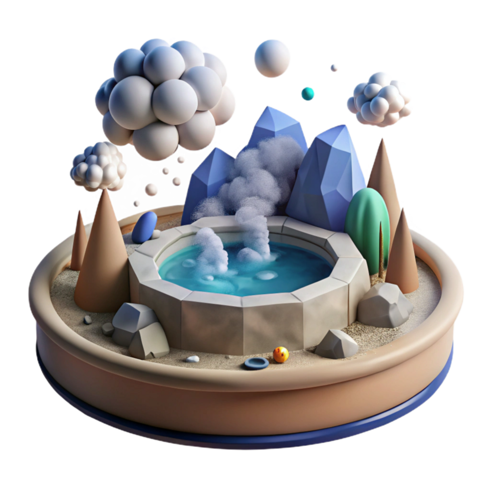 stunning contemporary Geothermal Hot Spring with Steam Clouds Isolated Cutout high resolution png
