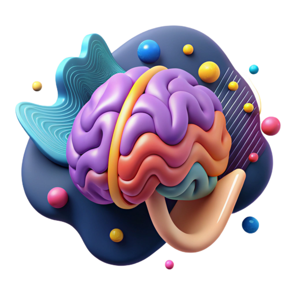 vibrant classic Brain Waves Illustration Colorful Background Cutout high resolution png