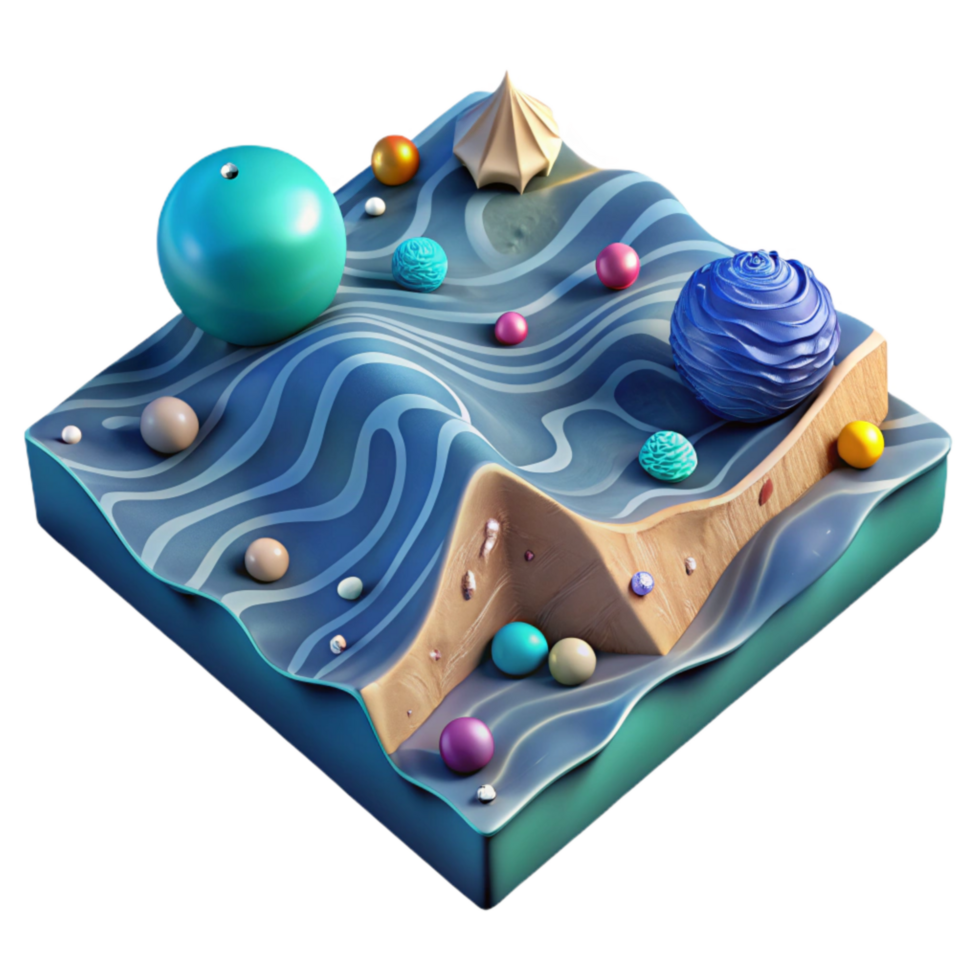 extraordinary creative Ocean Floor Topography Map 3d View Cutout on Transparent Background genuine png