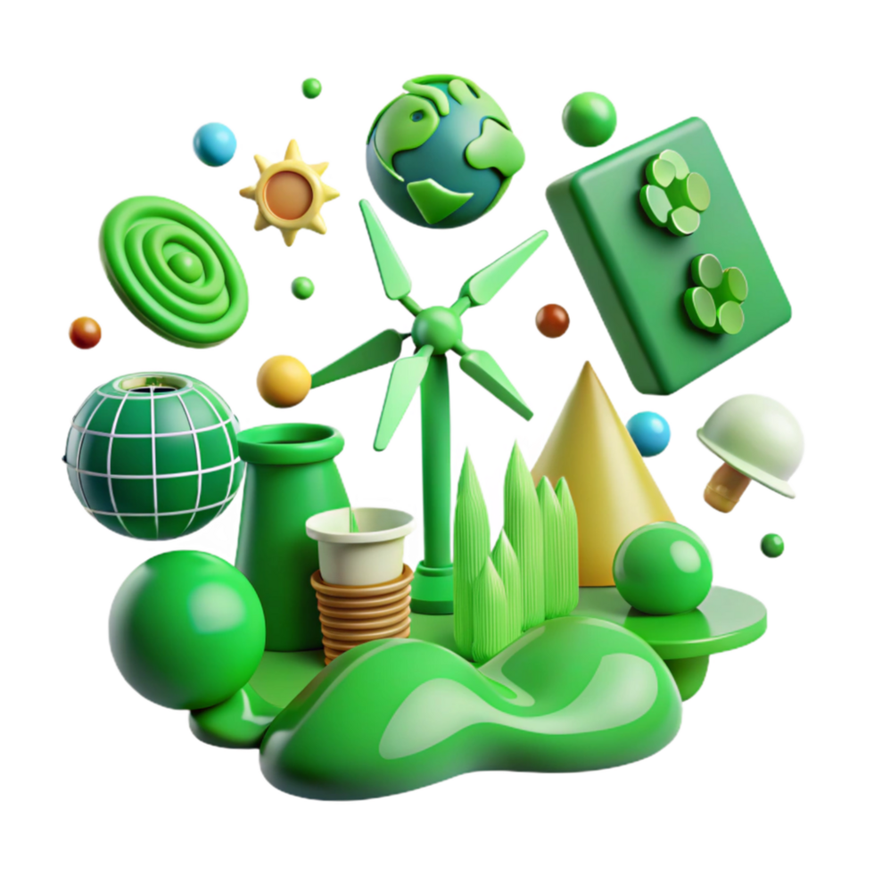 extraordinary minimalist Green Energy Symbols Collection Isolated authentic png