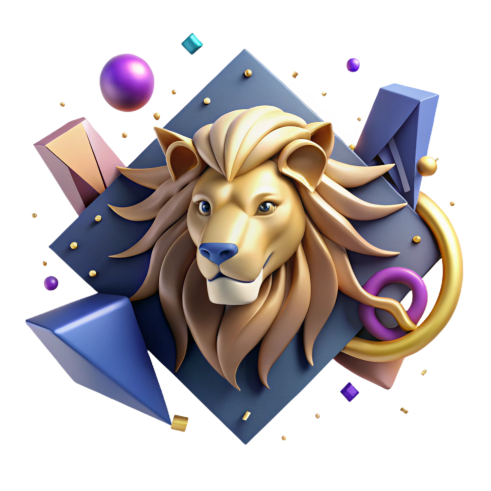 beautiful traditional Abstract Courage Symbol Lion Design Transparent Background png