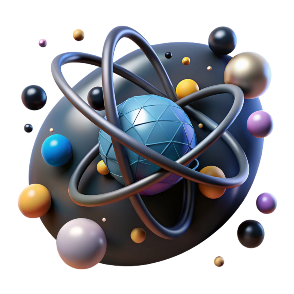 serene minimalist Atom Model with Orbiting Electrons Transparent genuine png