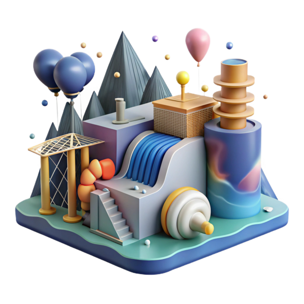 extraordinary artistic Hydro Power Plant Generating Clean Electricity Cutout original png