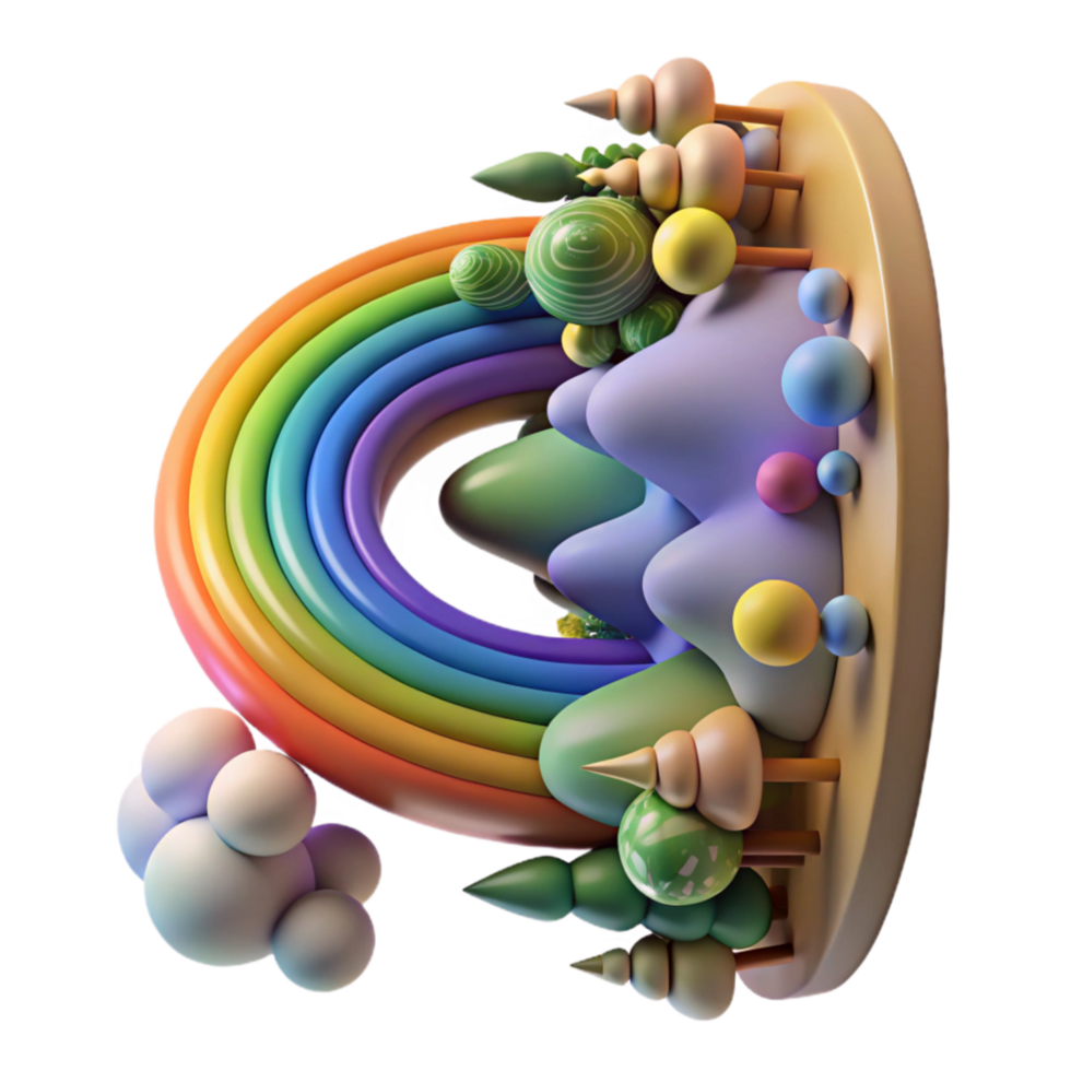 wonderful abstract Rainbow Over Forest Transparent Background Isolated Element authentic png