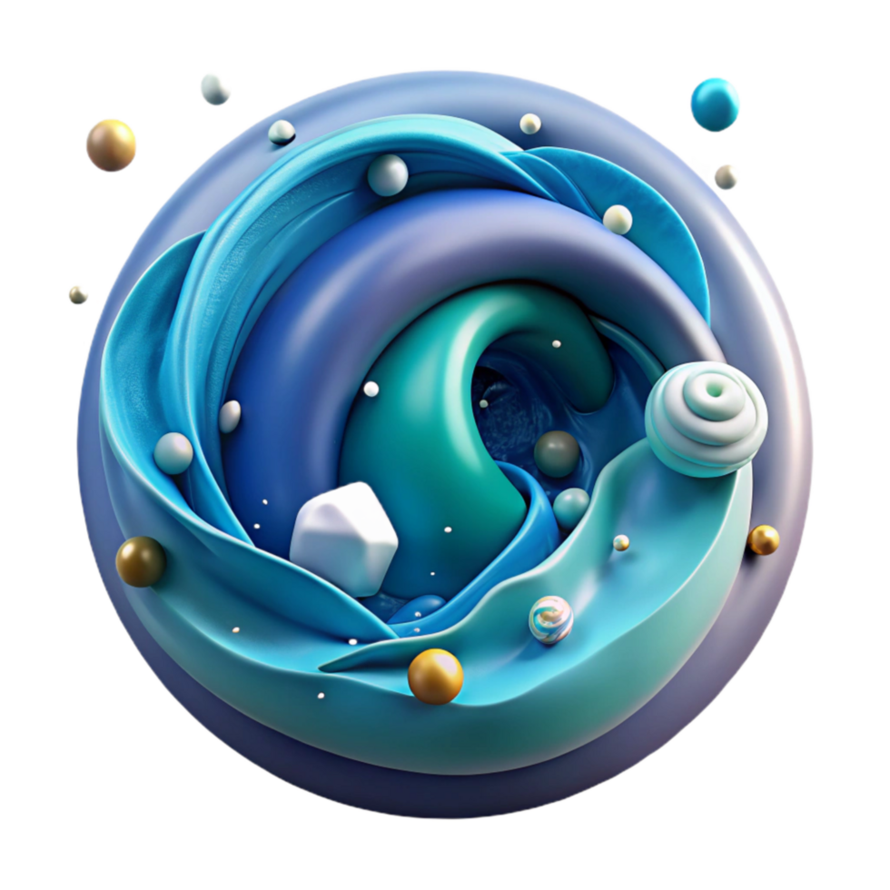 dramatic artistic Ocean Current Swirling Cutout with Flowing Motion original png