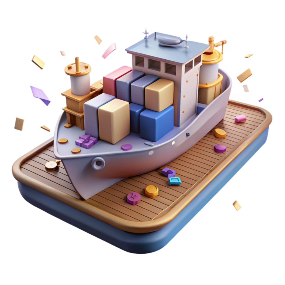 serene contemporary Cargo Ship Deck View Isolated original png