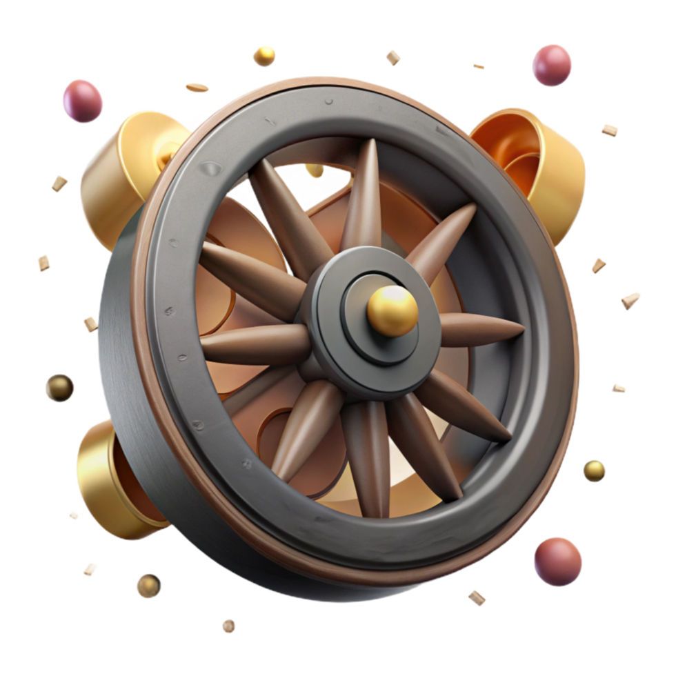 serene vintage Roman Chariot Wheel Cutout Isolated Side Angle original png
