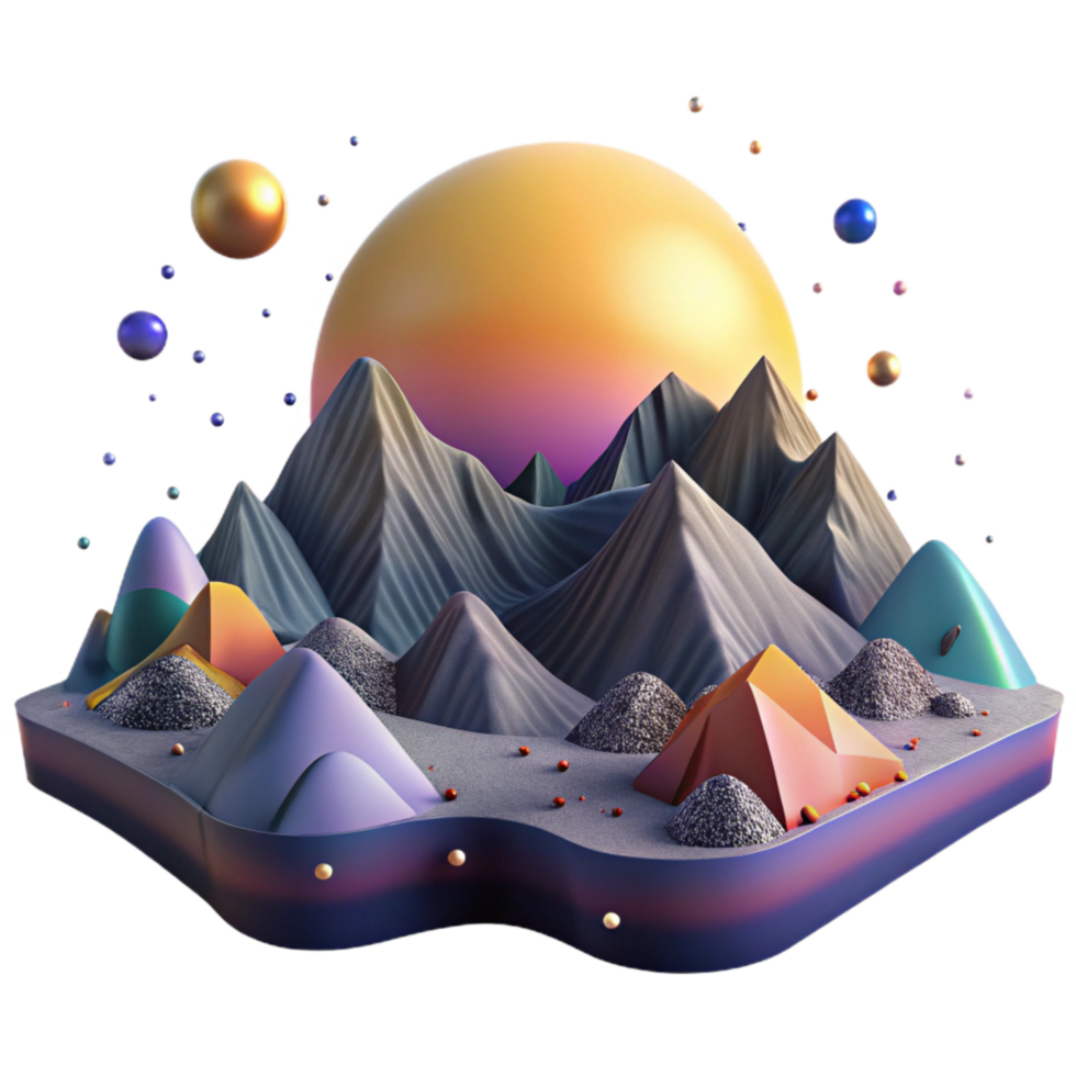 dramatic contemporary Sunrise Over Mountain Range Panoramic View Transparent Background authentic png