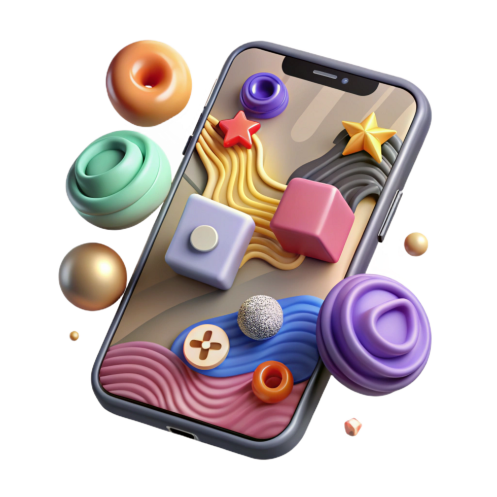 wonderful creative Smartphone with Social Media Analytics Chart Isolated professional png