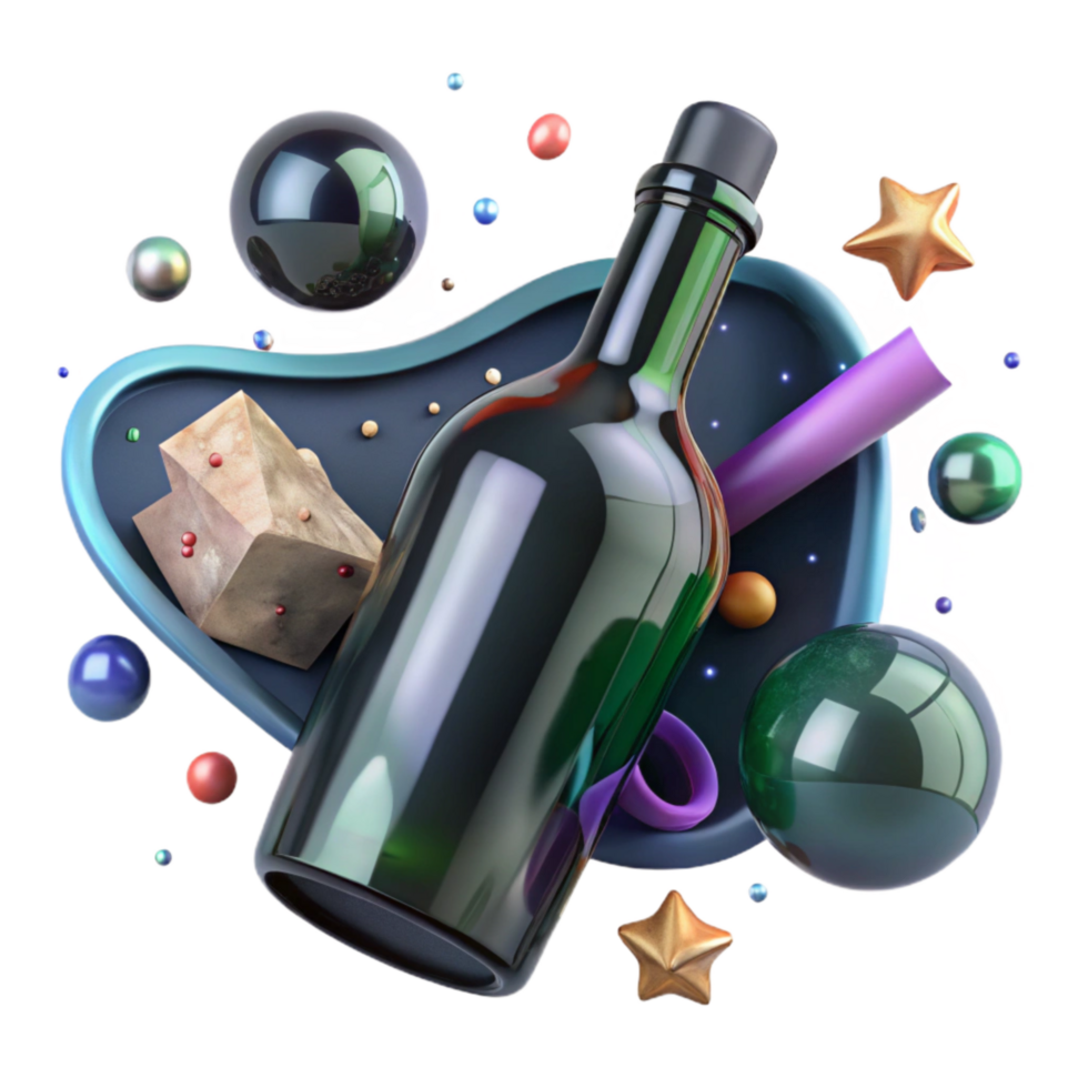 extraordinary vintage Recycled Glass Bottle Bottom View Isolated detailed png