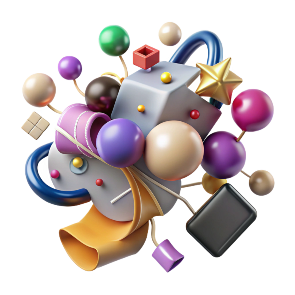 beautiful traditional Mind Map Connecting Ideas Multicolored Transparent Background high quality png