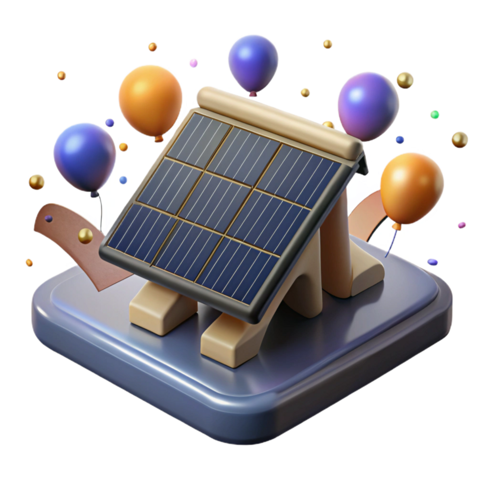 beautiful vintage Solar Panels on Rooftop Top View Isolated png