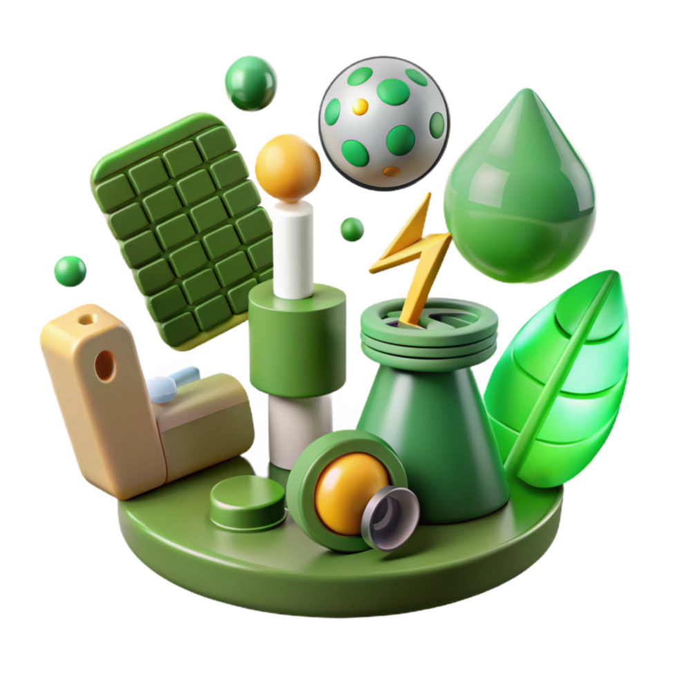 elegant modern Green Energy Icons Set Minimalist Style Isolated png