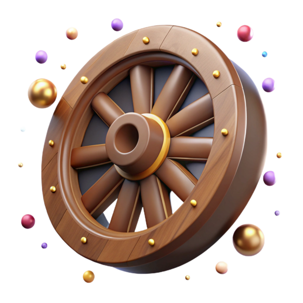impressive vintage Wooden Wagon Wheel Isolated with Shadow Detail authentic png