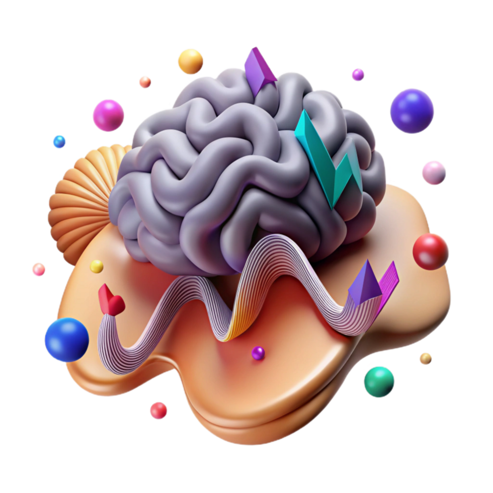 beautiful minimalist Brain Waves Illustration Colorful Background Cutout professional png