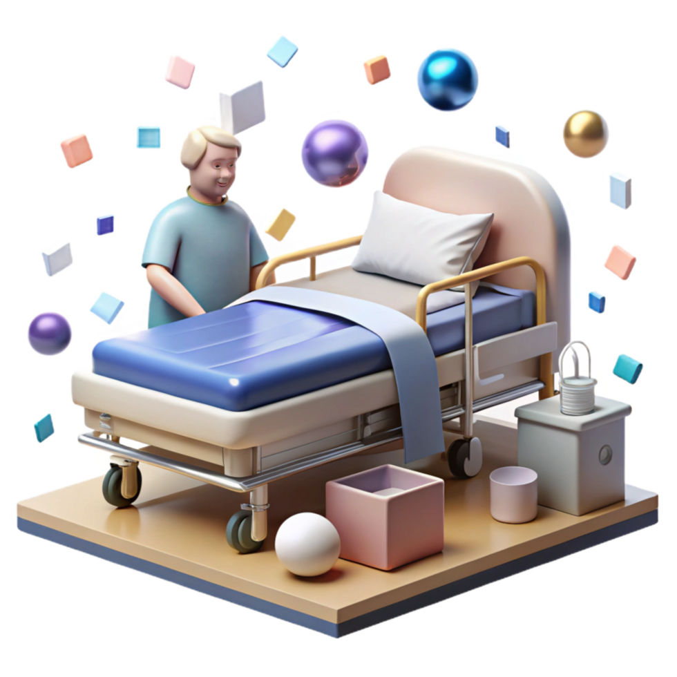 elegant rustic Hospital Bed with Patient Transparent Background high quality png