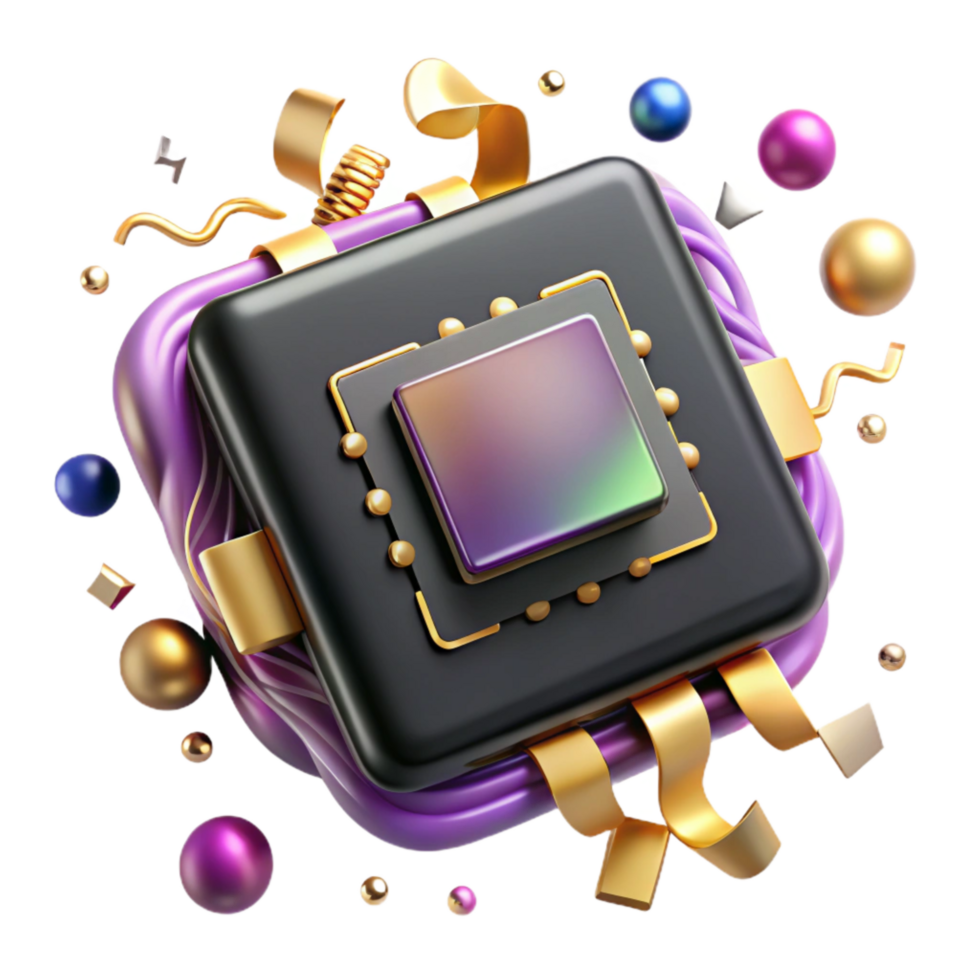 extraordinary creative Quantum Computer Chip Close Up high resolution png