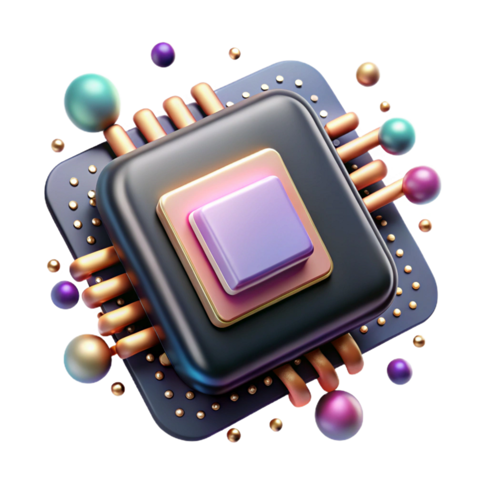 extraordinary creative Quantum Computing Chip Futuristic Design Transparent Background original png